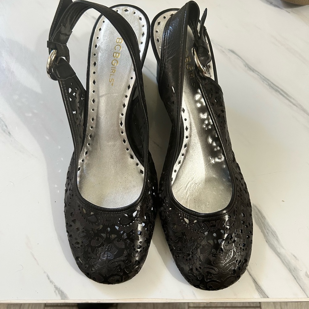 Leather BCBGirls Elegant Black Cutout Heels